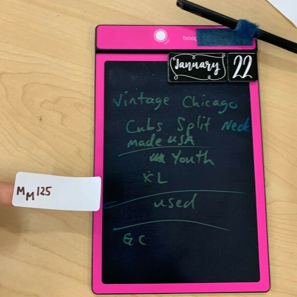 Vintage Chicago Cubs Shirt Women XS Youth Size XL Red Trim Notch Neck Blue Tee - Picture 9 of 10